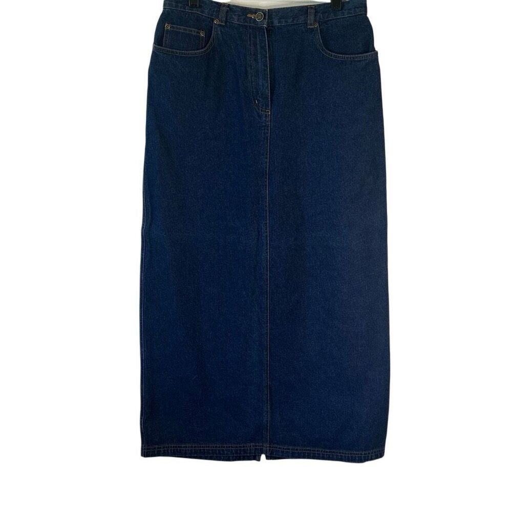 Rafaella Dark Blue Denim Jean Cotton Maxi Skirt 10